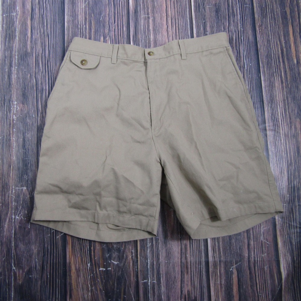 TownCraft Mens 36 Beige Chino Shorts Elastic Waist‎ Easy Care Summer Casual